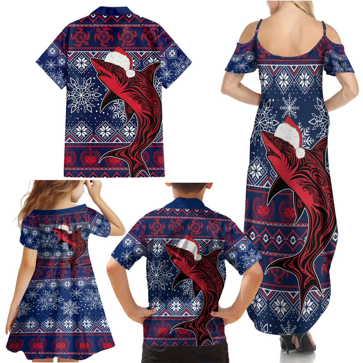 Samoa Manuia Le Kirisimasi Family Matching Summer Maxi Dress and Hawaiian Shirt Samoan Fishing Tribal Pattern Christmas Vibe LT9 - Polynesian Pride