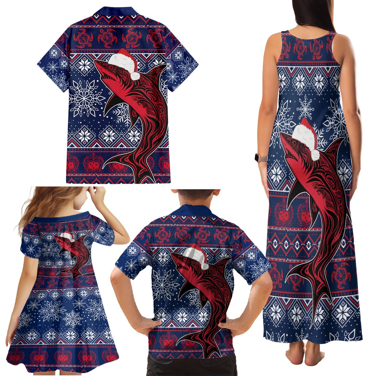 Samoa Manuia Le Kirisimasi Family Matching Tank Maxi Dress and Hawaiian Shirt Samoan Fishing Tribal Pattern Christmas Vibe LT9 - Polynesian Pride