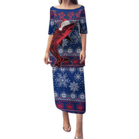 Samoa Manuia Le Kirisimasi Puletasi Samoan Fishing Tribal Pattern Christmas Vibe LT9 Long Dress Red - Polynesian Pride