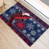 Samoa Manuia Le Kirisimasi Rubber Doormat Samoan Fishing Tribal Pattern Christmas Vibe LT9 - Polynesian Pride
