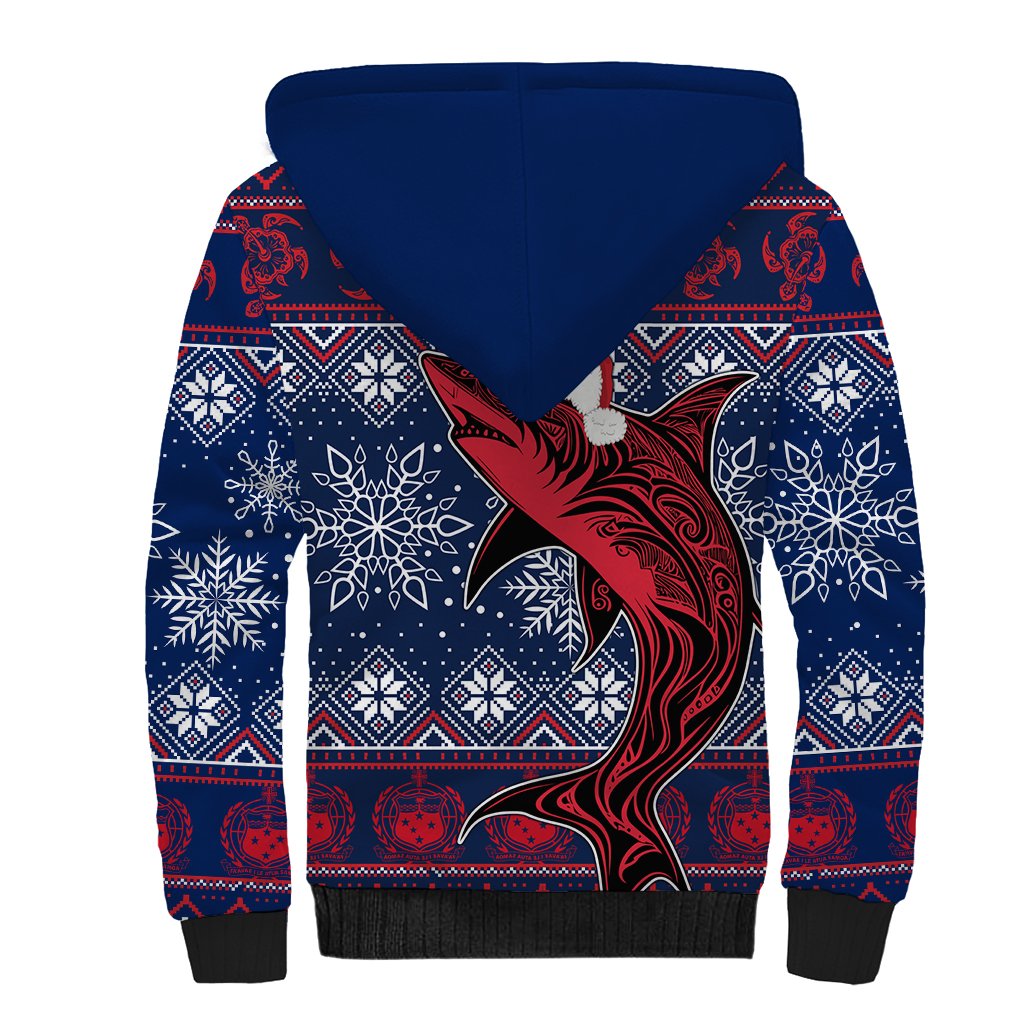 Samoa Manuia Le Kirisimasi Sherpa Hoodie Samoan Fishing Tribal Pattern Christmas Vibe LT9 - Polynesian Pride