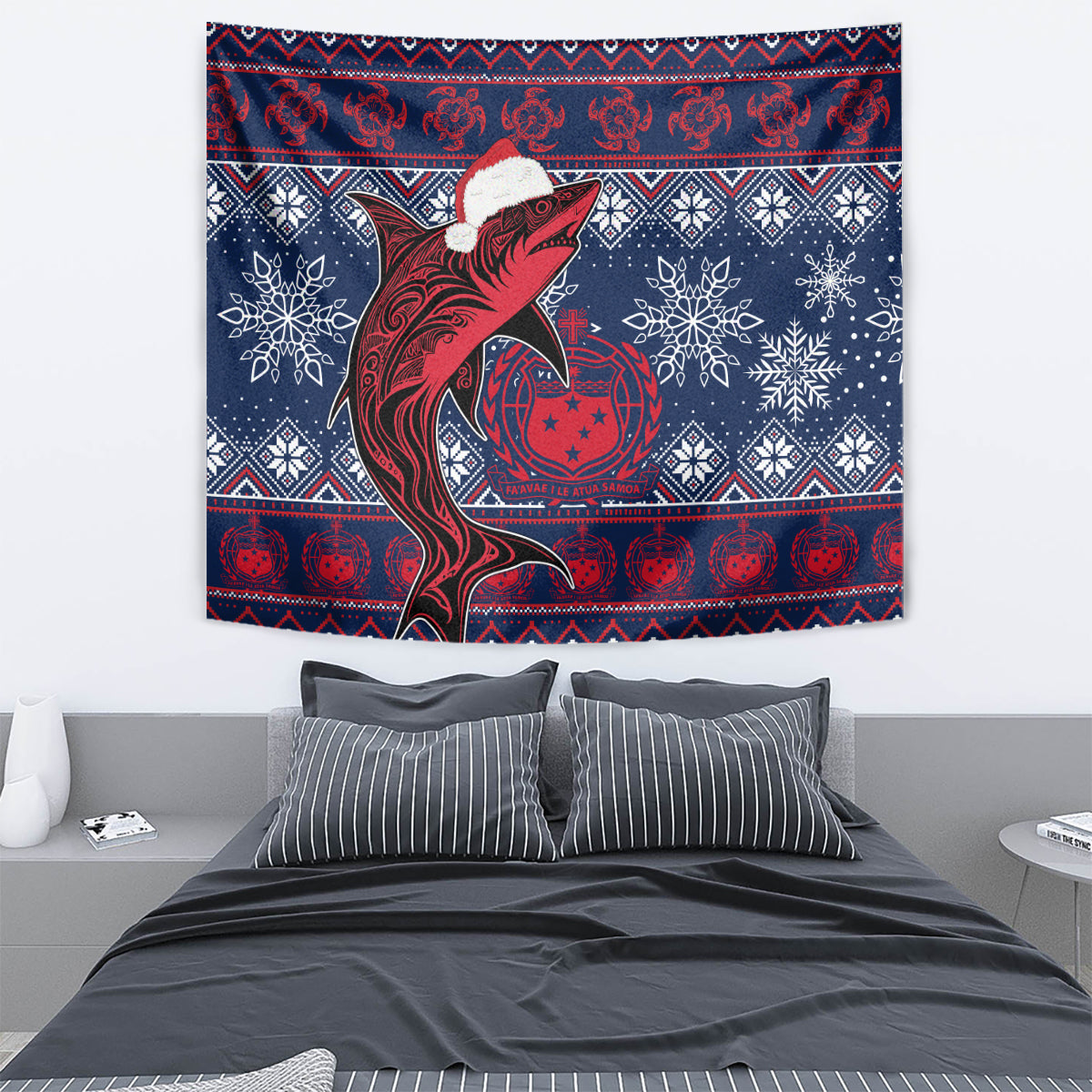 Samoa Manuia Le Kirisimasi Tapestry Samoan Fishing Tribal Pattern Christmas Vibe LT9 - Polynesian Pride