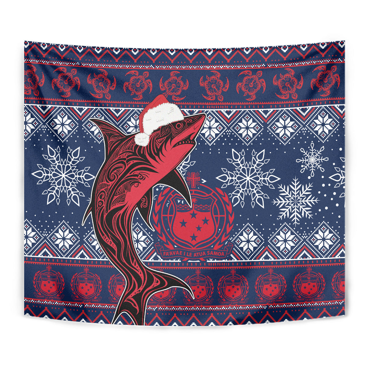 Samoa Manuia Le Kirisimasi Tapestry Samoan Fishing Tribal Pattern Christmas Vibe LT9 - Polynesian Pride