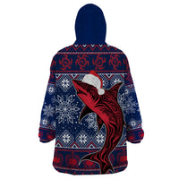 Samoa Manuia Le Kirisimasi Wearable Blanket Hoodie Samoan Fishing Tribal Pattern Christmas Vibe LT9 - Polynesian Pride