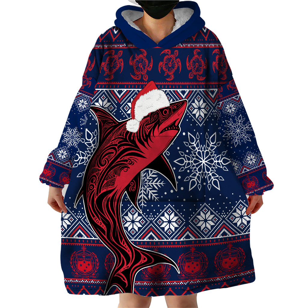 Samoa Manuia Le Kirisimasi Wearable Blanket Hoodie Samoan Fishing Tribal Pattern Christmas Vibe LT9 - Polynesian Pride