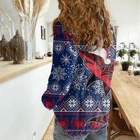 Samoa Manuia Le Kirisimasi Women Casual Shirt Samoan Fishing Tribal Pattern Christmas Vibe LT9 - Polynesian Pride