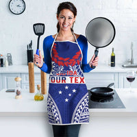 Personalised Toa Samoa Rugby Spirit Apron Blue Samoan Tribal Pattern - Polynesian Pride