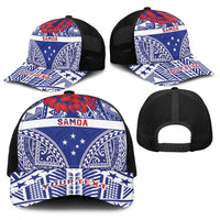 Personalised Toa Samoa Rugby Spirit Baseball Net Cap Blue Samoan Tribal Pattern - Polynesian Pride