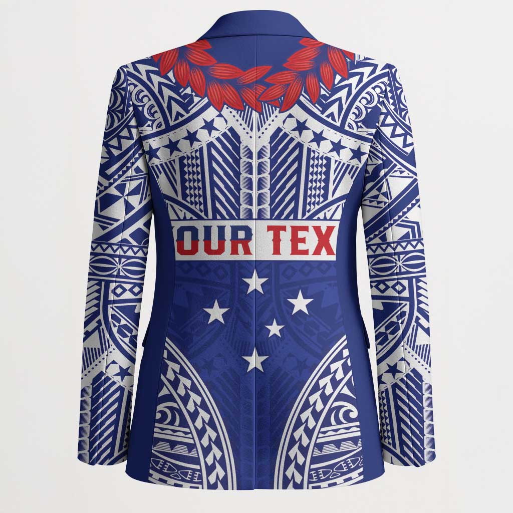 Personalised Toa Samoa Rugby Spirit Blazer Blue Samoan Tribal Pattern - Polynesian Pride