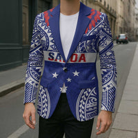Personalised Toa Samoa Rugby Spirit Blazer Blue Samoan Tribal Pattern - Polynesian Pride