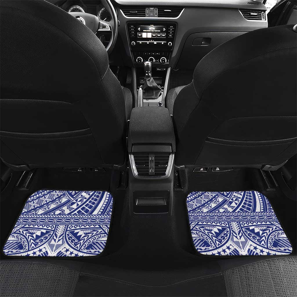 Personalised Toa Samoa Rugby Spirit Car Mats Blue Samoan Tribal Pattern - Polynesian Pride