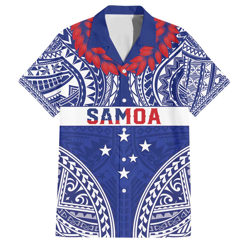 Personalised Toa Samoa Rugby Spirit Family Matching Long Sleeve Bodycon Dress and Hawaiian Shirt Blue Samoan Tribal Pattern LT9 Dad's Shirt - Short Sleeve Blue - Polynesian Pride