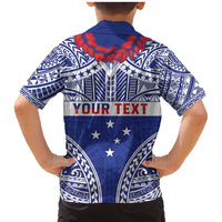 Personalised Toa Samoa Rugby Spirit Family Matching Mermaid Dress and Hawaiian Shirt Blue Samoan Tribal Pattern LT9 - Polynesian Pride