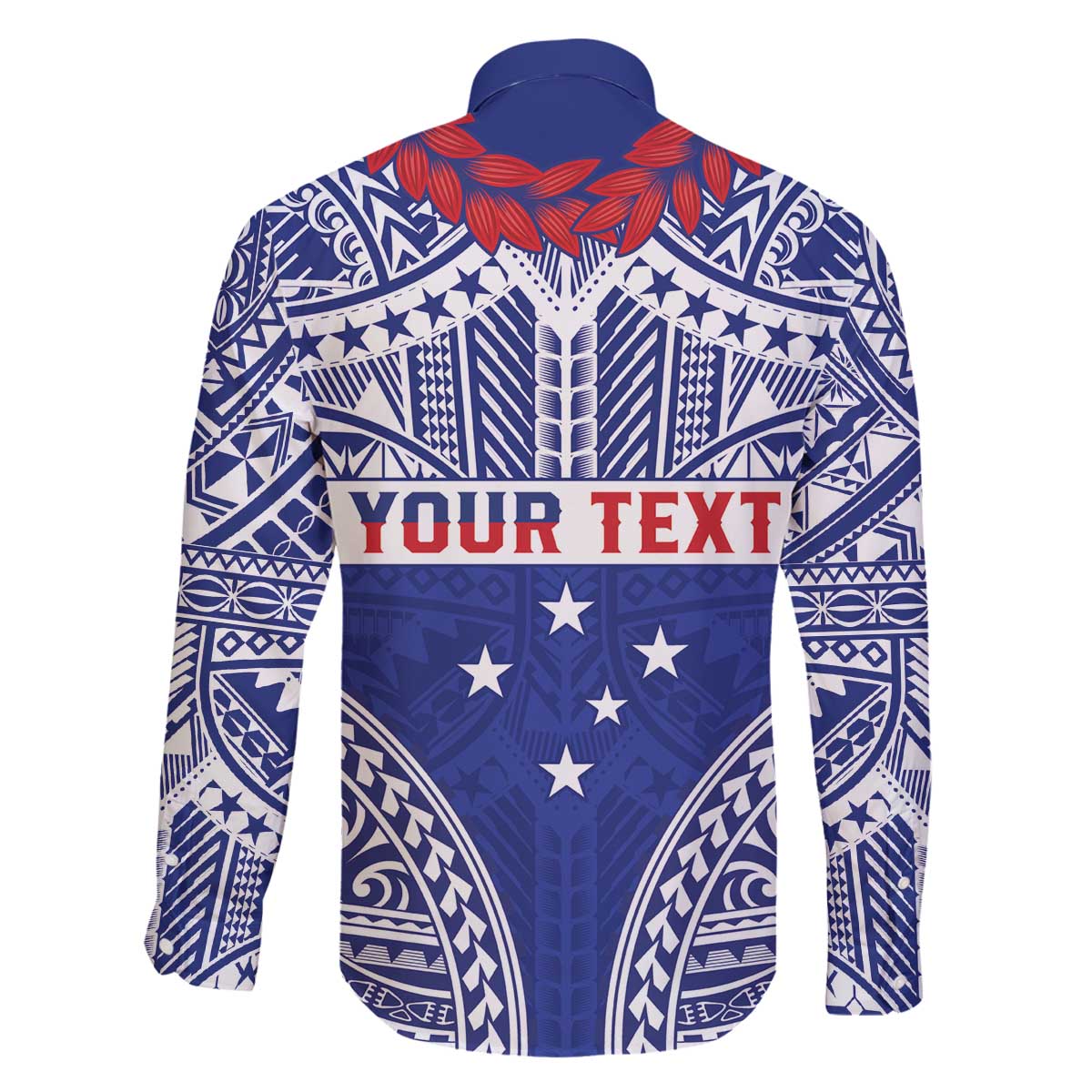 Personalised Toa Samoa Rugby Spirit Family Matching Off The Shoulder Long Sleeve Dress and Hawaiian Shirt Blue Samoan Tribal Pattern LT9 - Polynesian Pride
