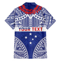 Personalised Toa Samoa Rugby Spirit Family Matching Off Shoulder Maxi Dress and Hawaiian Shirt Blue Samoan Tribal Pattern LT9 - Polynesian Pride
