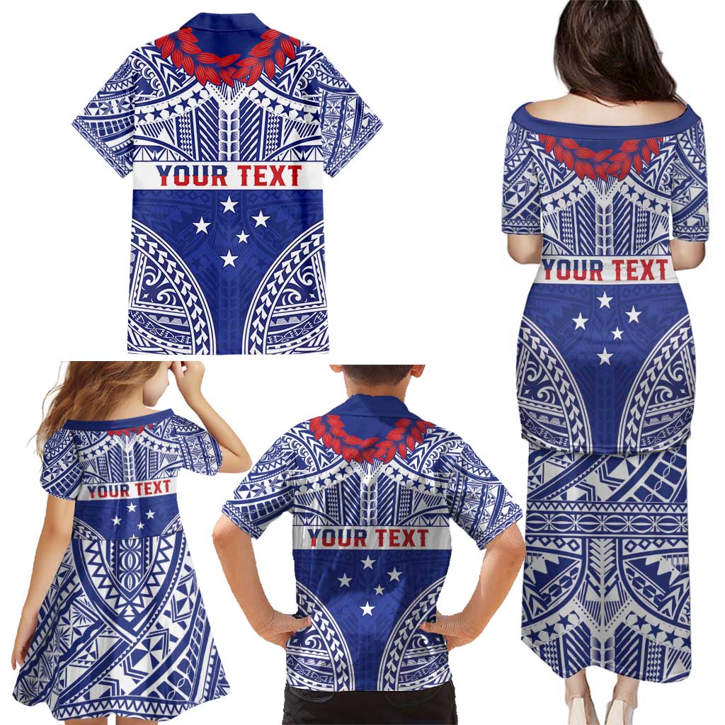 Personalised Toa Samoa Rugby Spirit Family Matching Puletasi and Hawaiian Shirt Blue Samoan Tribal Pattern LT9 - Polynesian Pride