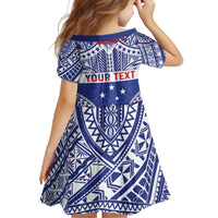 Personalised Toa Samoa Rugby Spirit Family Matching Summer Maxi Dress and Hawaiian Shirt Blue Samoan Tribal Pattern LT9 - Polynesian Pride