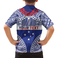 Personalised Toa Samoa Rugby Spirit Family Matching Tank Maxi Dress and Hawaiian Shirt Blue Samoan Tribal Pattern LT9 - Polynesian Pride