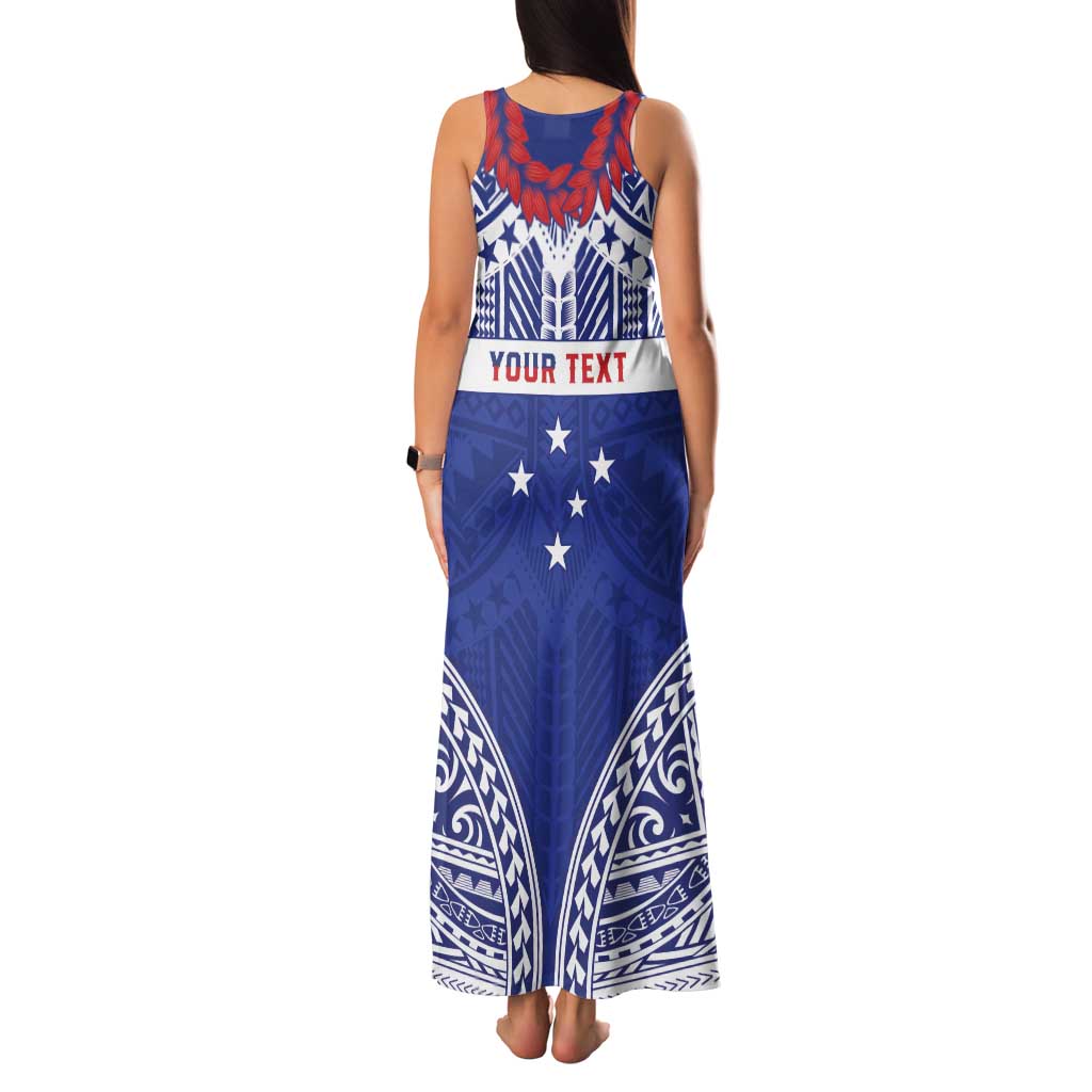 Personalised Toa Samoa Rugby Spirit Family Matching Tank Maxi Dress and Hawaiian Shirt Blue Samoan Tribal Pattern LT9 - Polynesian Pride