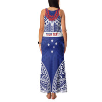 Personalised Toa Samoa Rugby Spirit Family Matching Tank Maxi Dress and Hawaiian Shirt Blue Samoan Tribal Pattern LT9 - Polynesian Pride