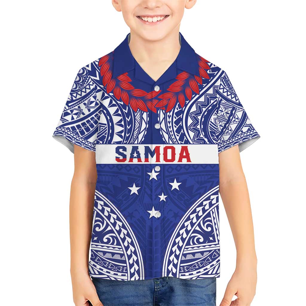 Personalised Toa Samoa Rugby Spirit Hawaiian Shirt Blue Samoan Tribal Pattern - Polynesian Pride