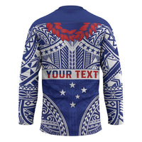 Personalised Toa Samoa Rugby Spirit Hockey Jersey Blue Samoan Tribal Pattern - Polynesian Pride