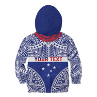 Personalised Toa Samoa Rugby Spirit Kid Hoodie Blue Samoan Tribal Pattern - Polynesian Pride