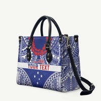 Personalised Toa Samoa Rugby Spirit Leather Bag Blue Samoan Tribal Pattern LT9 Blue - Polynesian Pride