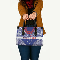 Personalised Toa Samoa Rugby Spirit Leather Bag Blue Samoan Tribal Pattern LT9 - Polynesian Pride