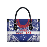 Personalised Toa Samoa Rugby Spirit Leather Bag Blue Samoan Tribal Pattern LT9 - Polynesian Pride