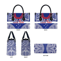 Personalised Toa Samoa Rugby Spirit Leather Bag Blue Samoan Tribal Pattern LT9 - Polynesian Pride