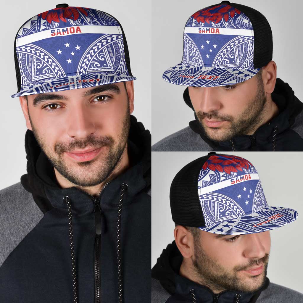 Personalised Toa Samoa Rugby Spirit Mesh Trucker Cap Blue Samoan Tribal Pattern LT9 - Polynesian Pride