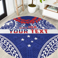 Personalised Toa Samoa Rugby Spirit Round Carpet Blue Samoan Tribal Pattern LT9 Blue - Polynesian Pride