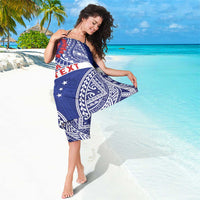 Personalised Toa Samoa Rugby Spirit Sarong Blue Samoan Tribal Pattern LT9 - Polynesian Pride