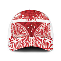 Personalised Toa Samoa Rugby Spirit Baseball Net Cap Red Samoan Tribal Pattern - Polynesian Pride