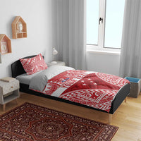Personalised Toa Samoa Rugby Spirit Bedding Set Red Samoan Tribal Pattern - Polynesian Pride