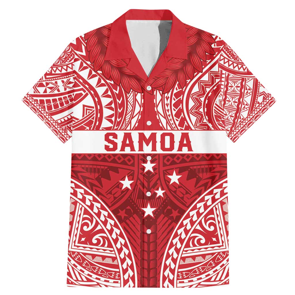Personalised Toa Samoa Rugby Spirit Family Matching Mermaid Dress and Hawaiian Shirt Red Samoan Tribal Pattern LT9 Dad's Shirt - Short Sleeve Red - Polynesian Pride