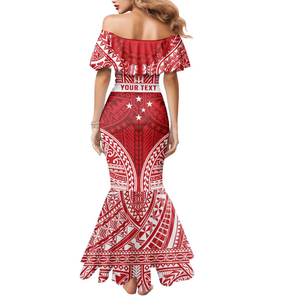 Personalised Toa Samoa Rugby Spirit Family Matching Mermaid Dress and Hawaiian Shirt Red Samoan Tribal Pattern LT9 - Polynesian Pride