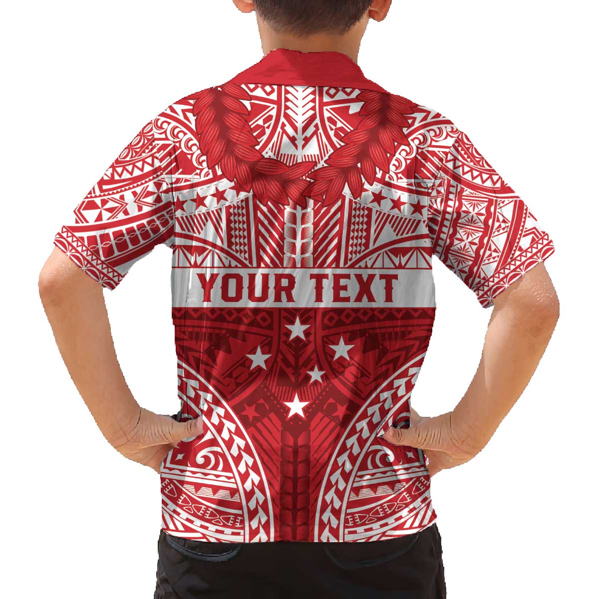 Personalised Toa Samoa Rugby Spirit Family Matching Off The Shoulder Long Sleeve Dress and Hawaiian Shirt Red Samoan Tribal Pattern LT9 - Polynesian Pride