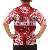 Personalised Toa Samoa Rugby Spirit Family Matching Off Shoulder Maxi Dress and Hawaiian Shirt Red Samoan Tribal Pattern LT9 - Polynesian Pride