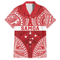 Personalised Toa Samoa Rugby Spirit Family Matching Off Shoulder Maxi Dress and Hawaiian Shirt Red Samoan Tribal Pattern LT9 Dad's Shirt - Short Sleeve Red - Polynesian Pride