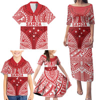 Personalised Toa Samoa Rugby Spirit Family Matching Puletasi and Hawaiian Shirt Red Samoan Tribal Pattern LT9 - Polynesian Pride