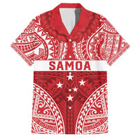 Personalised Toa Samoa Rugby Spirit Family Matching Short Sleeve Bodycon Dress and Hawaiian Shirt Red Samoan Tribal Pattern LT9 Dad's Shirt - Short Sleeve Red - Polynesian Pride