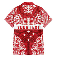 Personalised Toa Samoa Rugby Spirit Family Matching Short Sleeve Bodycon Dress and Hawaiian Shirt Red Samoan Tribal Pattern LT9 - Polynesian Pride