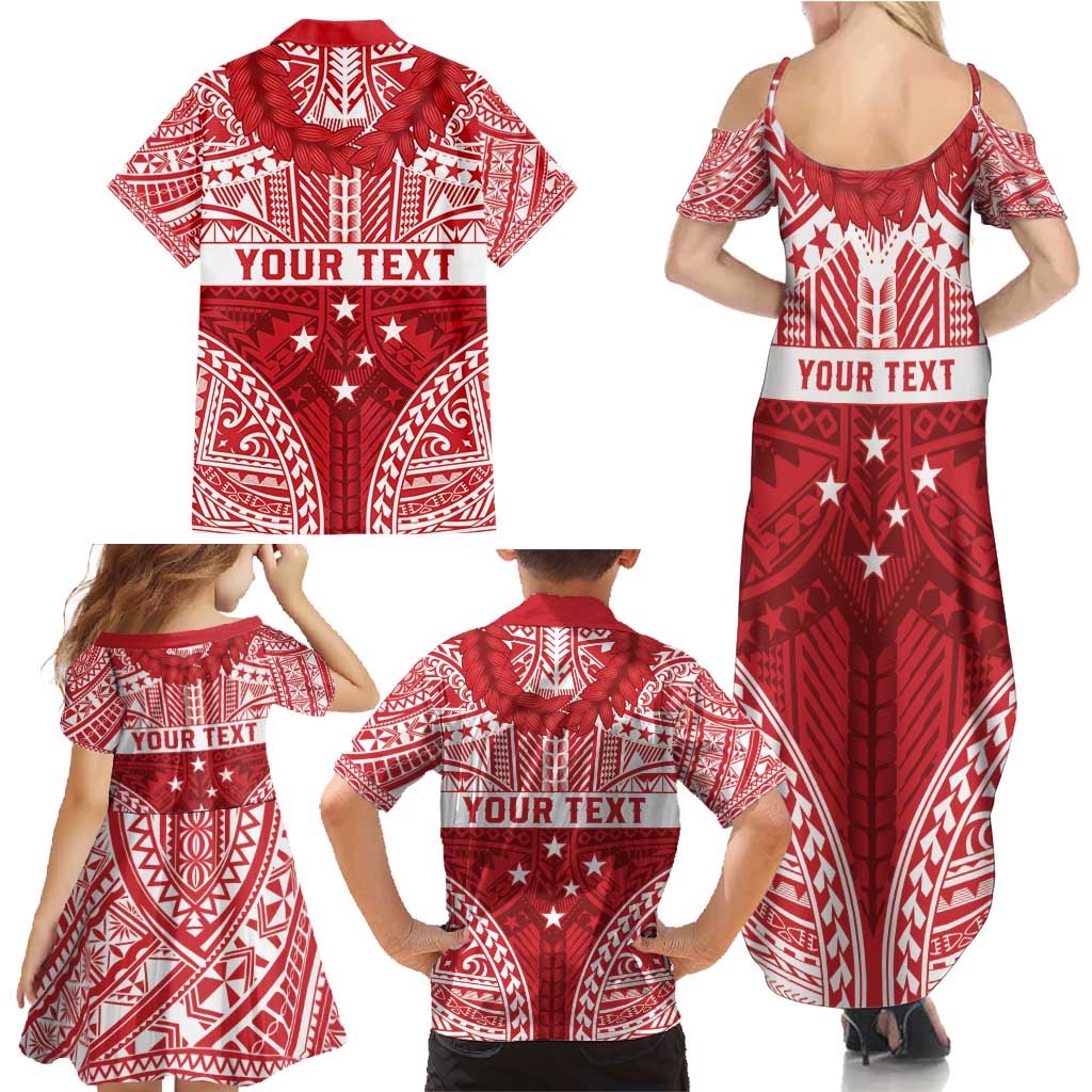 Personalised Toa Samoa Rugby Spirit Family Matching Summer Maxi Dress and Hawaiian Shirt Red Samoan Tribal Pattern LT9 - Polynesian Pride