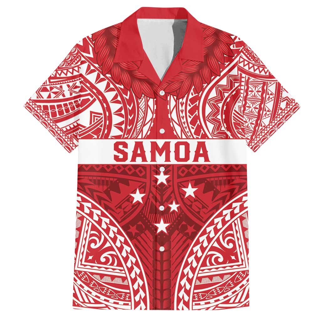 Personalised Toa Samoa Rugby Spirit Family Matching Summer Maxi Dress and Hawaiian Shirt Red Samoan Tribal Pattern LT9 Dad's Shirt - Short Sleeve Red - Polynesian Pride