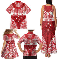 Personalised Toa Samoa Rugby Spirit Family Matching Tank Maxi Dress and Hawaiian Shirt Red Samoan Tribal Pattern LT9 - Polynesian Pride