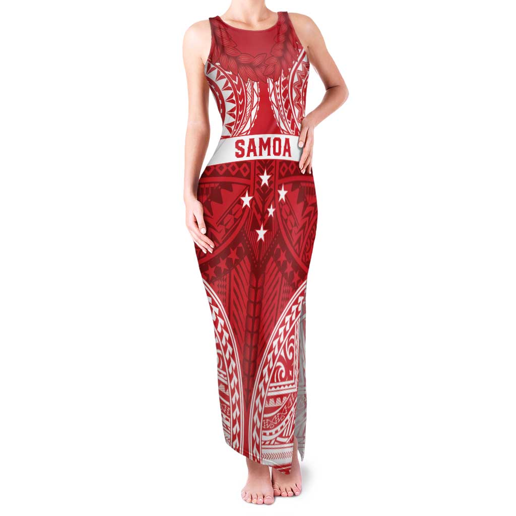 Personalised Toa Samoa Rugby Spirit Family Matching Tank Maxi Dress and Hawaiian Shirt Red Samoan Tribal Pattern LT9 Mom's Dress Red - Polynesian Pride