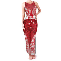 Personalised Toa Samoa Rugby Spirit Family Matching Tank Maxi Dress and Hawaiian Shirt Red Samoan Tribal Pattern LT9 Mom's Dress Red - Polynesian Pride