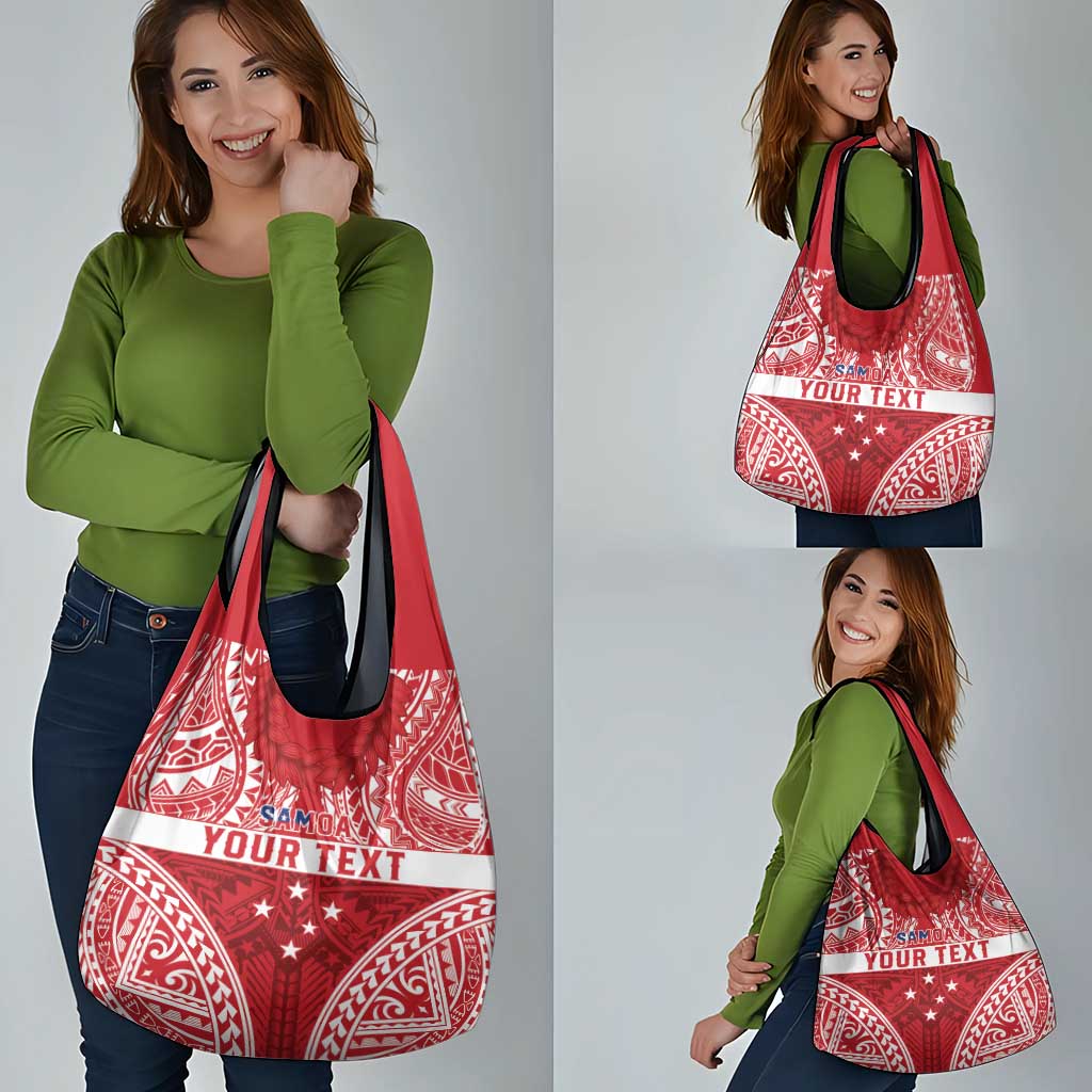 Personalised Toa Samoa Rugby Spirit Grocery Bag Red Samoan Tribal Pattern - Polynesian Pride
